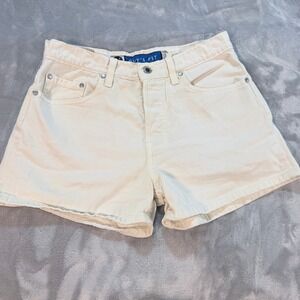 Vintage‎ Levi's White Cream Denim Shorts Womens Size 9 JR Guy's Fit High Rise